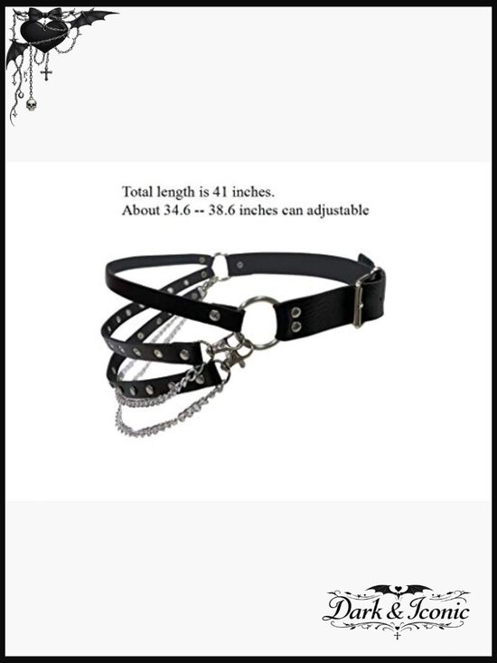 O-Ring Chain Belt Punk Goth Rock Y2K Waist Belt Adjustable Faux Leather